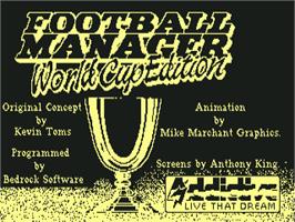Title screen of Football Manager - World Cup Edition on the Commodore 64.