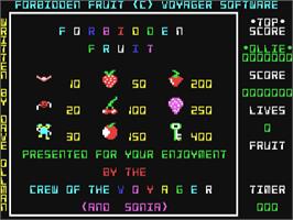 Title screen of Forbidden Fruit on the Commodore 64.