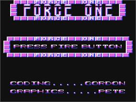 Title screen of Force One on the Commodore 64.
