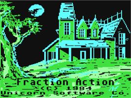 Title screen of Fraction Action on the Commodore 64.