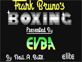 Title screen of Frank Bruno's Boxing on the Commodore 64.