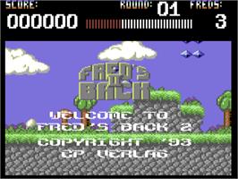 Title screen of Fred's Back 2 on the Commodore 64.
