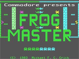 Title screen of Frog Master on the Commodore 64.