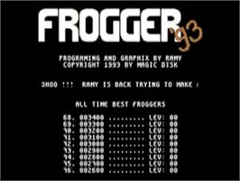 Title screen of Frogger '93 on the Commodore 64.