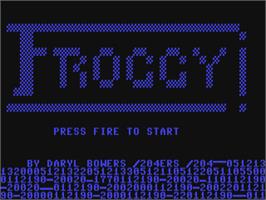 Title screen of Froggy (Galactic Software) on the Commodore 64.