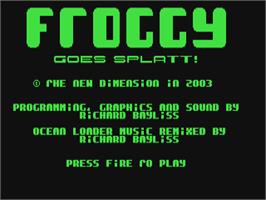 Title screen of Froggy Goes Splatt! on the Commodore 64.