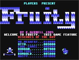 Title screen of Fruity on the Commodore 64.