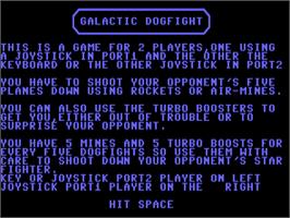 Title screen of Galactic Dogfight on the Commodore 64.