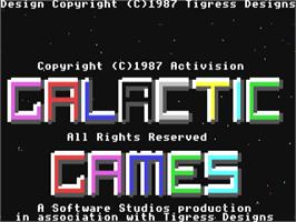 Title screen of Galactic Games on the Commodore 64.