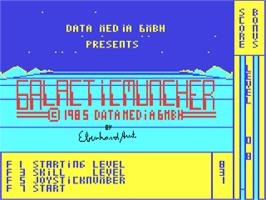 Title screen of Galactic Muncher on the Commodore 64.