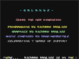 Title screen of Galaxys on the Commodore 64.