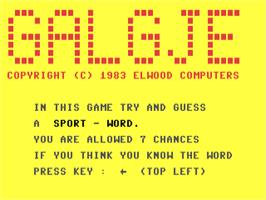 Title screen of Galgje on the Commodore 64.