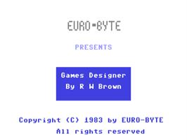 Title screen of Games Designer on the Commodore 64.