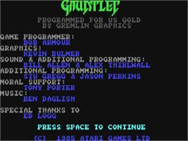 Title screen of Gauntlet on the Commodore 64.