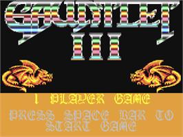 Title screen of Gauntlet III: The Final Quest on the Commodore 64.