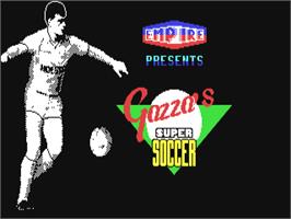 Title screen of Gazza's Super Soccer on the Commodore 64.