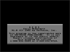 Title screen of Gems on the Commodore 64.
