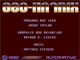 Title screen of Geo-matrix on the Commodore 64.