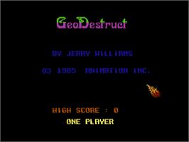 Title screen of Geodestruct on the Commodore 64.