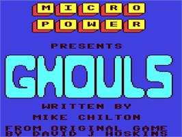 Title screen of Ghouls on the Commodore 64.