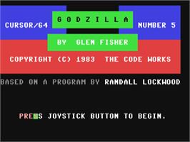 Title screen of Godzilla on the Commodore 64.