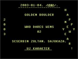 Title screen of Golden Boulder - Who Dares Wins 02 on the Commodore 64.