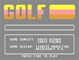 Title screen of Golf Construction Set on the Commodore 64.