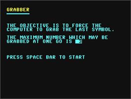 Title screen of Grabber on the Commodore 64.