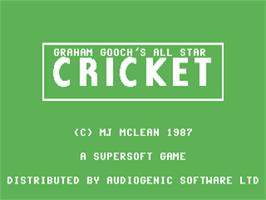 Title screen of Graham Gooch's All Star Cricket on the Commodore 64.