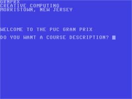 Title screen of Grand Prix on the Commodore 64.