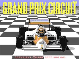 Title screen of Grand Prix Circuit on the Commodore 64.