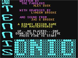 Title screen of Grand Prix Tennis on the Commodore 64.