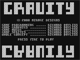 Title screen of Gravity on the Commodore 64.