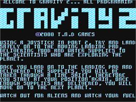 Title screen of Gravity 2 on the Commodore 64.