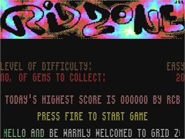 Title screen of Grid Zone on the Commodore 64.
