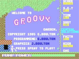 Title screen of Groovy Garden on the Commodore 64.