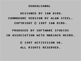 Title screen of Guadalcanal on the Commodore 64.