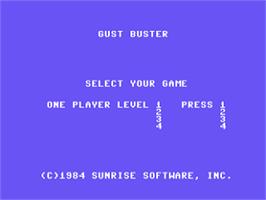 Title screen of Gust Buster on the Commodore 64.