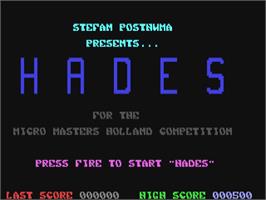 Title screen of Hades on the Commodore 64.
