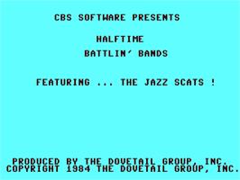 Title screen of Halftime Battlin' Bands on the Commodore 64.
