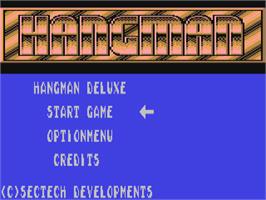 Title screen of Hangman Deluxe on the Commodore 64.