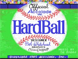 Title screen of HardBall! on the Commodore 64.