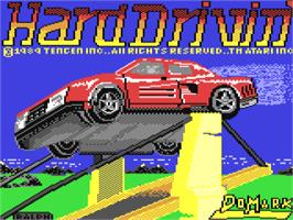 Title screen of Hard Drivin' on the Commodore 64.