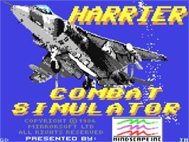 Title screen of Harrier Combat Simulator on the Commodore 64.