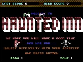Title screen of Haunted Inn on the Commodore 64.