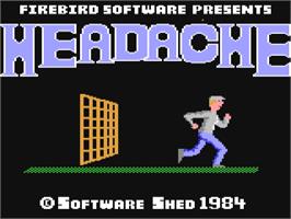 Title screen of Headache on the Commodore 64.
