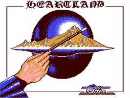 Title screen of Heartland on the Commodore 64.