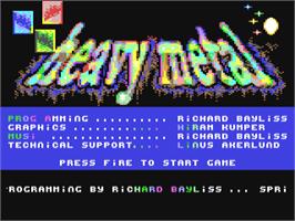 Title screen of Heavy Metal Deluxe! on the Commodore 64.