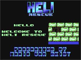 Title screen of Heli Rescue on the Commodore 64.
