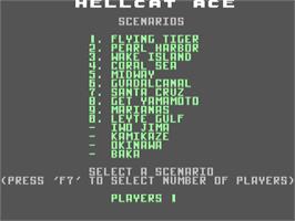 Title screen of Hellcat Ace on the Commodore 64.